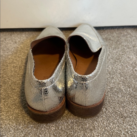 EUC Madewell Frances Metallic Silver Crackle Leather Loafer size US8 - Picture 9 of 11